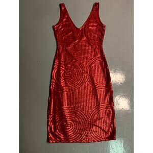 Seasalt, body cone sequins, red sleeveless evening dress valentine holiday Sz S